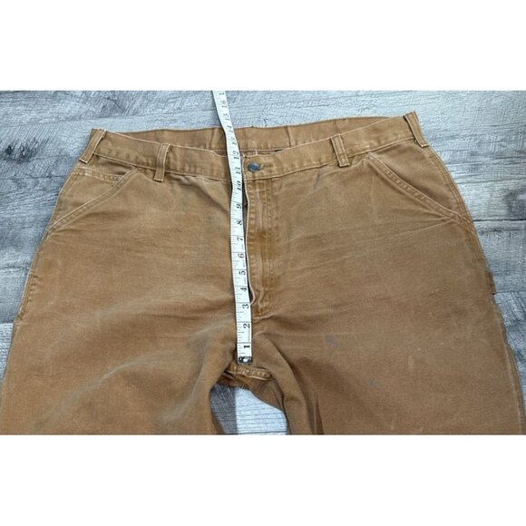 Carhartt Pants Mens 38x33 Tan Carpenter Relaxed Duck Canvas Workwear Stained - Picture 6 of 10